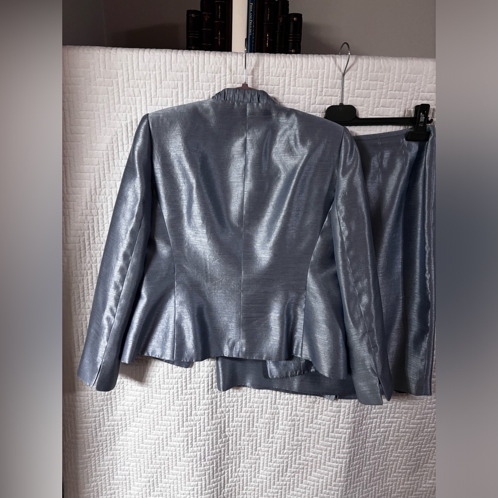 Metallic Light Blue Two-Piece Dress Suit - Picture 2 of 8